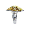 LARGE 4.81CT MULTI COLOR DIAMOND 18KT 2 TONE GOLD HEART SHAPE CLUSTER LOVE RING