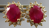 3.41CT DIAMOND & AAA RUBY 14KT YELLOW GOLD 3D OVAL & ROUND STUD EARRINGS #27568