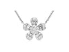 .28CT DIAMOND 14KT WHITE GOLD 3D ROUND & BAGUETTE CLASSIC FLOWER LOVE NECKLACE