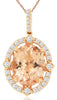 4.38CT DIAMOND & AAA MORGANITE 14KT ROSE GOLD OVAL & ROUND HALO FLOATING PENDANT