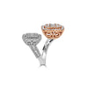 LARGE 3.25CT DIAMOND 18KT WHITE & ROSE GOLD ROUND & BAGUETTE DOUBLE SQUARE RING