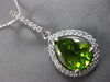 3.33CT DIAMOND & AAA PERIDOT 14KT WHITE GOLD PEAR SHAPE & ROUND FLOATING PENDANT