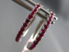 ESTATE .34CT AAA RUBY 14KT WHITE GOLD CLASSIC OVAL HUGGIE HOOP HANGING EARRINGS