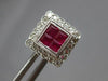 ESTATE 1.26CT DIAMOND & AAA RUBY 18KT WHITE GOLD PRINCESS & ROUND STUD EARRINGS