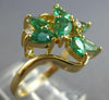 WIDE 1.04CT DIAMOND & AAA EMERALD 14K YELLOW GOLD ROUND & PEAR SHAPE RING #27725