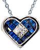.67CT DIAMOND & AAA SAPPHIRE 14KT WHITE GOLD 3D INVISIBLE HEART FLOATING PENDANT