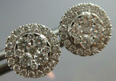 ESTATE .70CT DIAMOND 14KT WHITE GOLD 3D CLASSIC ROUND CLUSTER HALO STUD EARRINGS