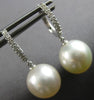 ESTATE .12CT DIAMOND & AAA SOUTH SEA PEARL 14KT WHITE GOLD FUN HANGING EARRINGS