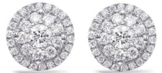 ESTATE .52CT DIAMOND 14KT WHITE GOLD 3D CLASSIC FLOWER HALO STUD EARRINGS