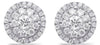 ESTATE .52CT DIAMOND 14KT WHITE GOLD 3D CLASSIC FLOWER HALO STUD EARRINGS