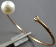 .06CT DIAMOND & AAA SOUTH SEA PEARL 14K ROSE GOLD FLEXIBLE FUN BANGLE BRACELET