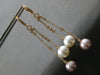 ESTATE LARGE 1.07CT DIAMOND & AAA WHITE & PINK SOUTH SEA PEARL 18KT ROSE GOLD EARRINGS