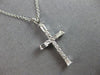 .35CT DIAMOND 14KT WHITE GOLD 3D ROUND & BAGUETTE CLASSIC CROSS PENDANT #27675