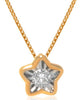 ESTATE .09CT DIAMOND 18KT 2 TONE GOLD 3D SOLITAIRE ROUND STAR FLOATING PENDANT
