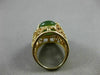 ANTIQUE LARGE AAA GREEN JADE 14KT YELLOW GOLD FILIGREE FLOWER FUN RING #19565