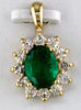1.83CT DIAMOND & AAA EMERALD 14KT YELLOW GOLD 3D OVAL & ROUND FLOATING PENDANT