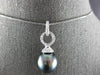 LARGE .45CT DIAMOND AAA TAHITIAN PEARL 14K WHITE GOLD LOVE KNOT FLOATING PENDANT