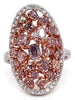 EXTRA LARGE 3.78CT WHITE & PINK DIAMOND 18KT WHITE & ROSE GOLD CLUSTER FUN RING