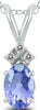 .25CT DIAMOND AAA TANZANITE 14K WHITE GOLD OVAL & ROUND CLASSIC FLOATING PENDANT