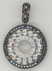 1.09CT WHITE & BLACK DIAMOND 14KT WHITE GOLD 3D CIRCULAR FLOWER FLOATING PENDANT