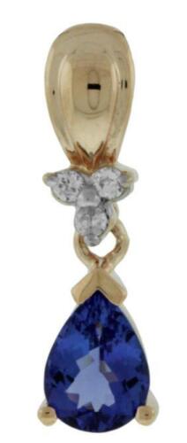 1.22CT DIAMOND & AAA TANZANITE 14K ROSE GOLD PEAR SHAPE & ROUND FLOATING PENDANT
