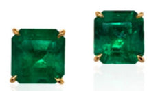 ESTATE LARGE 5.18CT AAA EMERALD 18KT YELLOW GOLD 3D SQUARE 4 PRONG STUD EARRINGS