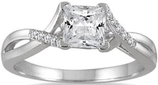 .78CT DIAMOND 14K WHITE GOLD PRINCESS & ROUND INFINITY SOLITAIRE ENGAGEMENT RING