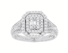 .70CT DIAMOND 14KT WHITE GOLD ROUND & BAGUETTE SQUARE OCTAGON DOUBLE HALO RING