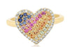 .61CT DIAMOND & AAA MULTI COLOR SAPPHIRE 14KT YELLOW GOLD PAVE RAINBOW FUN RING