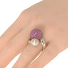 4.64CT AAA PINK SAPPHIRE & SOUTH SEA PEARL 18KT WHITE GOLD CRISS CROSS LOVE RING