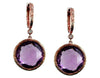 ESTATE 14.04CT DIAMOND & AAA AMETHYST 14KT ROSE GOLD 3D ROUND HANGING EARRINGS