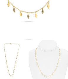 .43CT DIAMOND 14KT YELLOW GOLD 3D MULTI LEAF BY THE YARD ETERNITY FUN NECKLACE