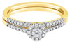 .32CT DIAMOND 14KT YELLOW GOLD ROUND CLASSIC FLOWER ENGAGEMENT WEDDING RING SET