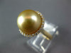 LARGE .32CT DIAMOND & AAA GOLDEN SOUTH SEA PEARL 18KT YELLOW GOLD HALO LOVE RING