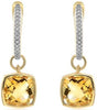 3.0CT DIAMOND & AAA CITRINE 14KT YELLOW GOLD CUSHION & ROUND SOLITAIRE EARRINGS