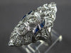 ANTIQUE EXTRA LARGE .78CT OLD MINE DIAMOND & AAA SAPPHIRE PLATINUM RING #27762