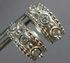 ESTATE .61CT DIAMOND 14KT WHITE GOLD ROUND ETOILE BEZEL 3 STONE HUGGIE EARRINGS