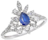 .79CT DIAMOND & AAA SAPPHIRE 18KT WHITE GOLD FLOWER PEAR SHAPE ENGAGEMENT RING