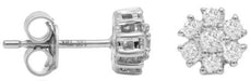 ESTATE .48CT DIAMOND 14KT WHITE GOLD 3D ROUND CLASSIC 3 FLOWER STUD EARRINGS