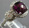 ESTATE LARGE 5.38CT DIAMOND & AAA RHODOLITE 14KT WHITE GOLD HALO ENGAGEMENT RING