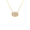 ESTATE .64CT DIAMOND 18KT YELLOW GOLD 3D CLASSIC PAVE OVAL LOVE NECKLACE