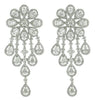 LARGE 16.45CT DIAMOND 18KT WHITE GOLD 3D ROUND & PEAR SHAPE CHANDELIER EARRINGS