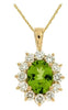 2.90CT DIAMOND & AAA PERIDOT 14KT YELLOW GOLD 3D OVAL & ROUND FLOATING PENDANT