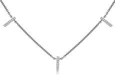 ESTATE .16CT DIAMOND 14KT WHITE GOLD CLASSIC BY THE YARD MULTI BAR FUN NECKLACE