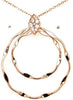LARGE .27CT DIAMOND 18KT ROSE GOLD 3D DOUBLE CIRCULAR ROPE LEAF FLOATING PENDANT