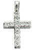ESTATE .33CT DIAMOND 14KT WHITE GOLD CLASSIC ROUND PRONG CROSS FLOATING PENDANT