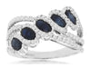 2.08CT DIAMOND & AAA SAPPHIRE 14KT WHITE GOLD OVAL & ROUND 5 STONE DIAGONAL RING