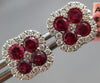ESTATE 1.09CT DIAMOND & AAA RUBY 14KT WHITE GOLD 3D FLOWER SQUARE STUD EARRINGS