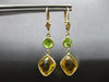 LARGE 7.80CT AAA CITRINE & AAA PERIDOT 14K YELLOW GOLD LEVERBACK EARRINGS #27904