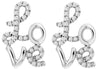 ESTATE .20CT DIAMOND 14KT WHITE GOLD 3D CLASSIC ROUND SCRIPT LOVE STUD EARRINGS